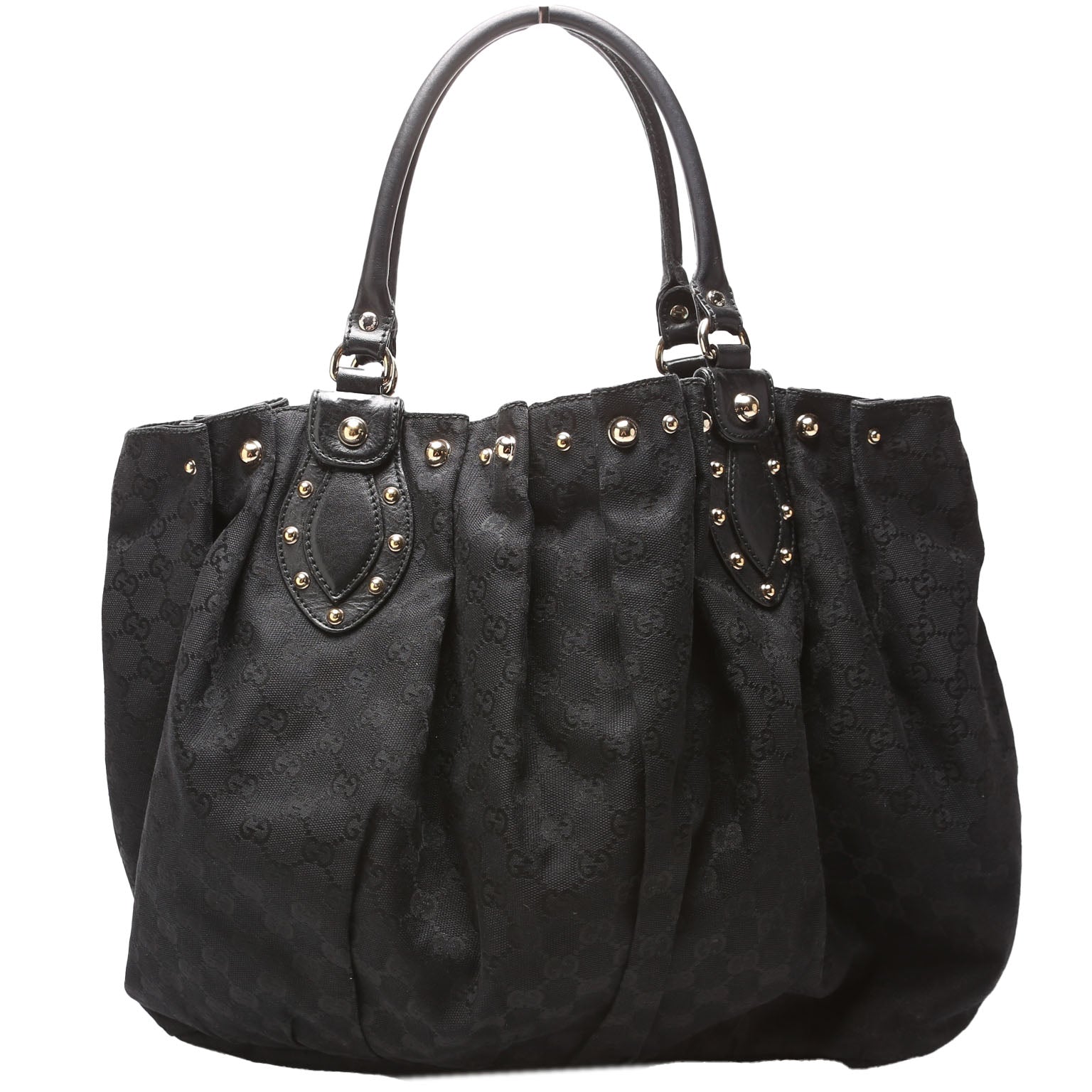 GCCI GG Canvas Studded Pelham Tote Large Black