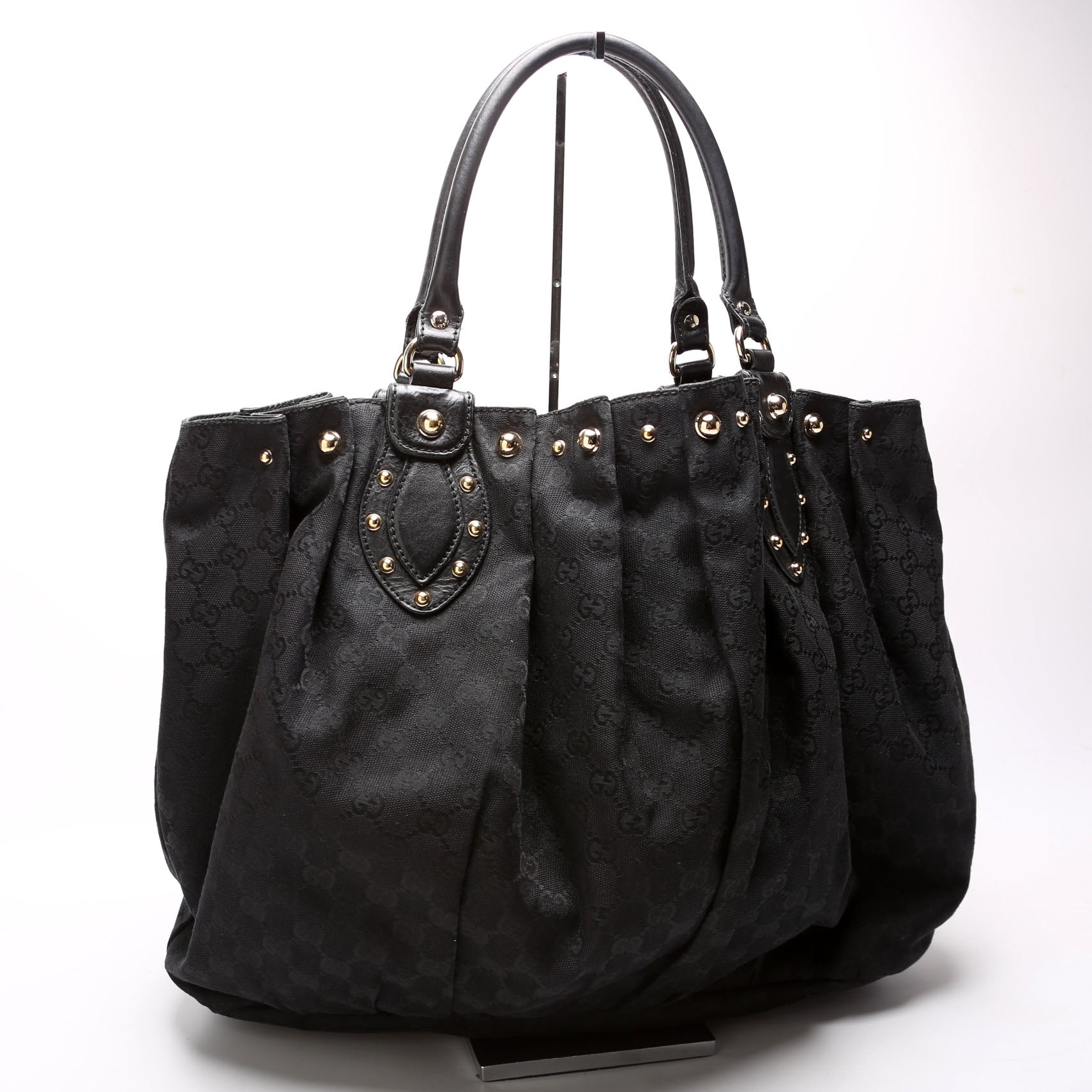 GCCI GG Canvas Studded Pelham Tote Large Black