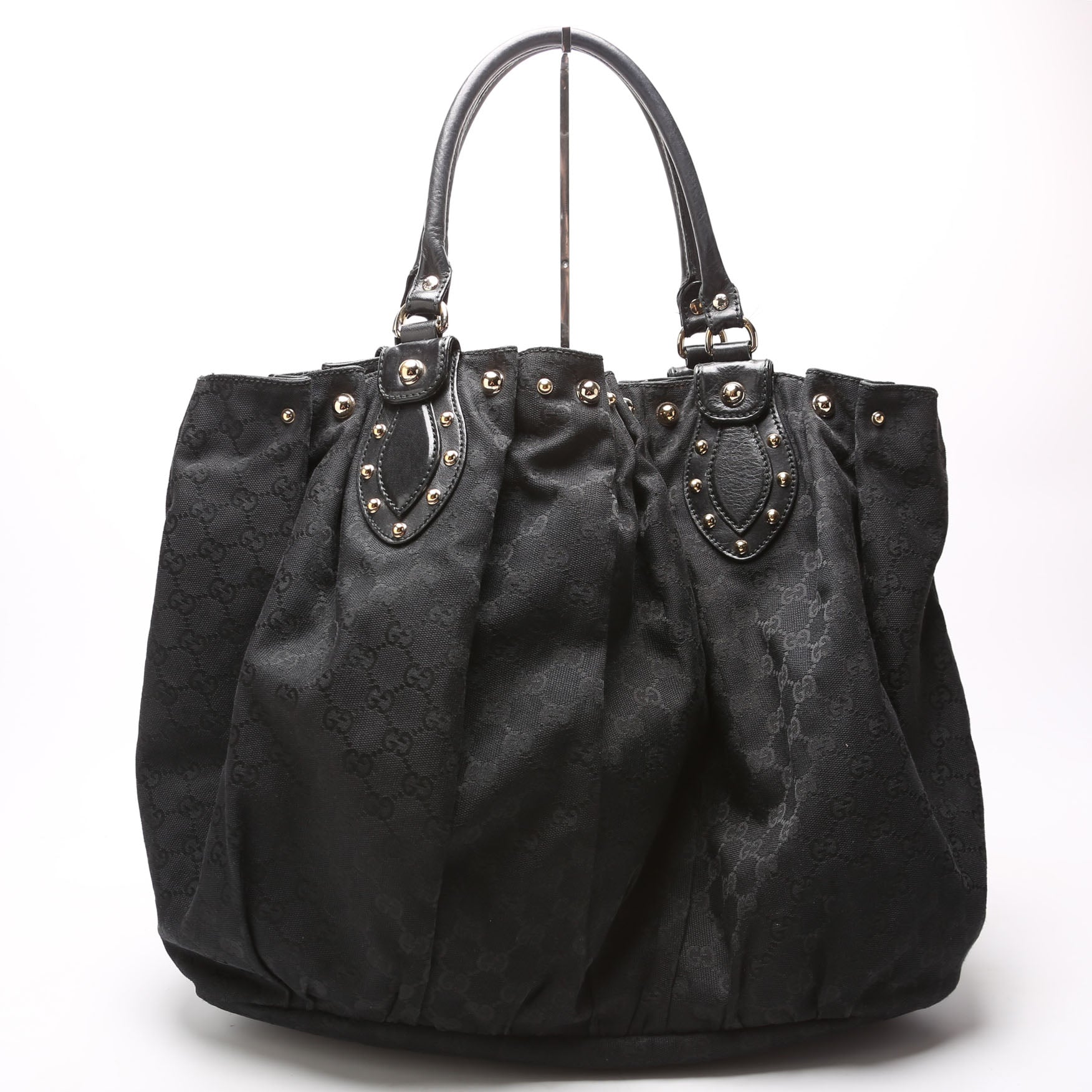 GCCI GG Canvas Studded Pelham Tote Large Black