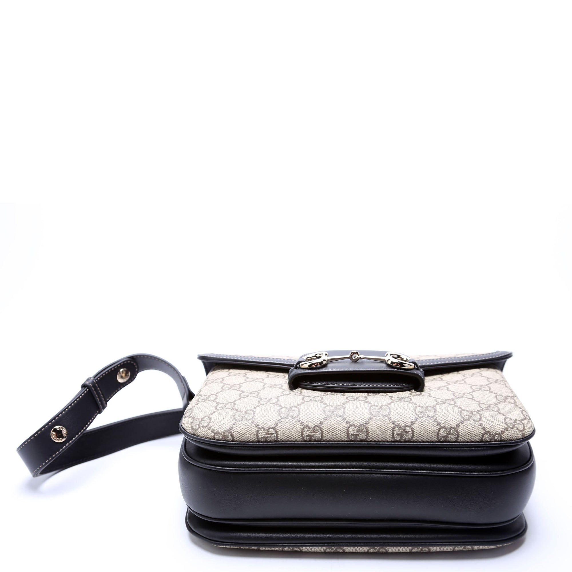 GCCI GG Supreme Horsebit Soft Medium Shoulder Bag Black