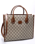 GCCI GG Canvas Interlocking GG Small Tote Brown