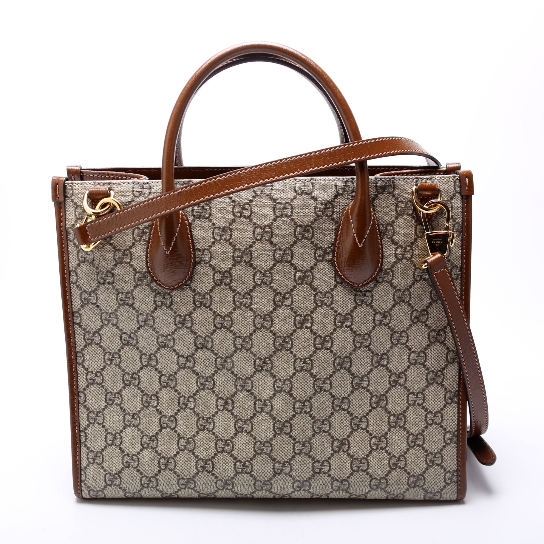GCCI GG Canvas Interlocking GG Small Tote Brown