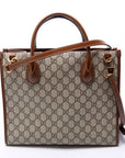 GCCI GG Canvas Interlocking GG Small Tote Brown