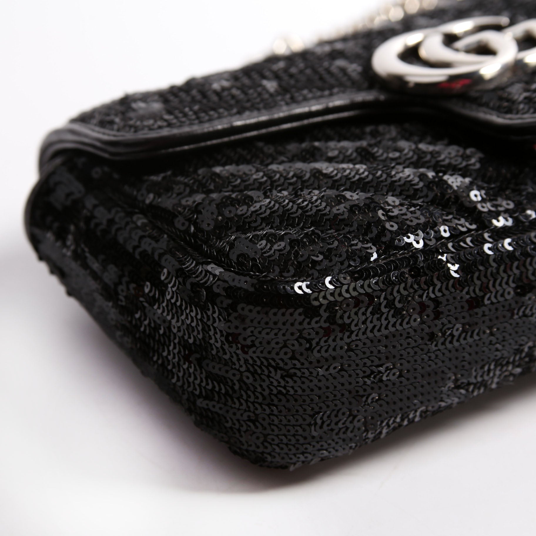 GCCI Marmont Sequin Shoulder Mini Flap Black