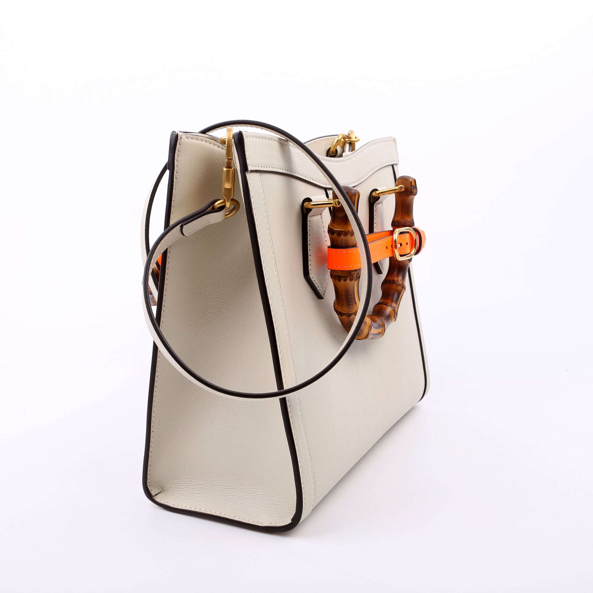 GCCI Diana Small Leather Tote White