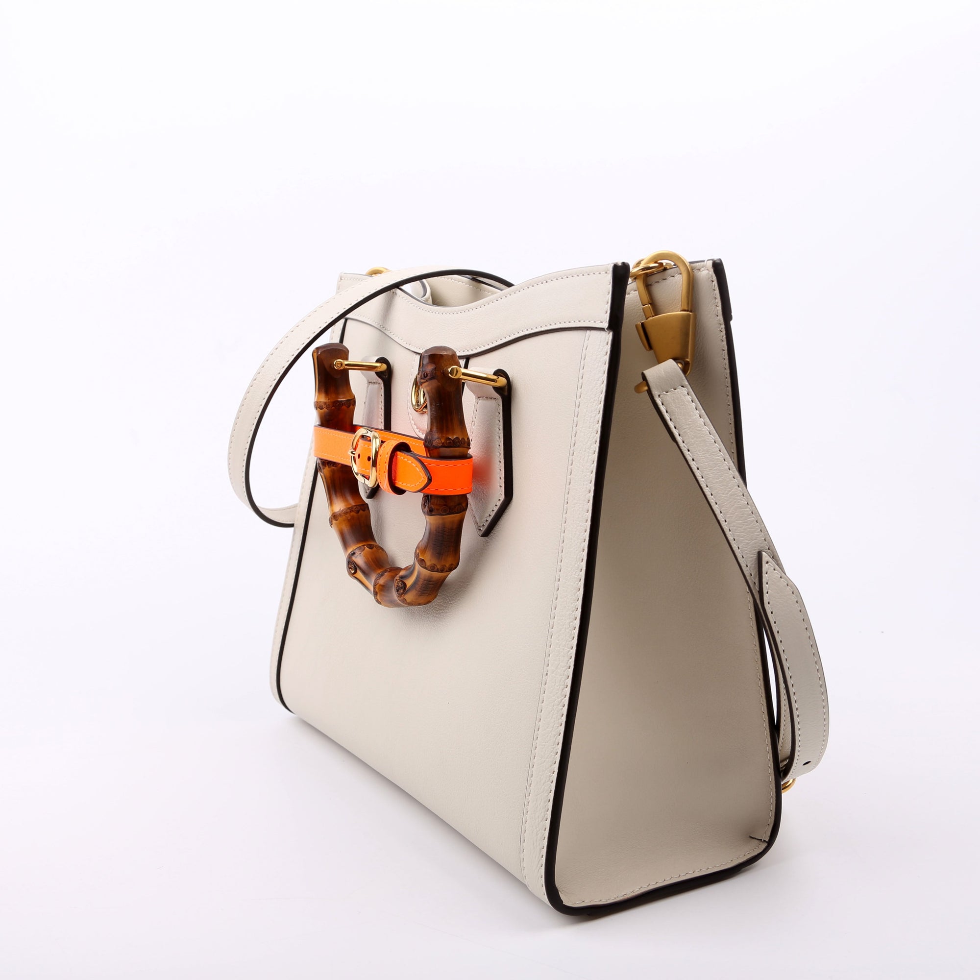 GCCI Diana Small Leather Tote White