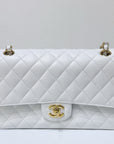 CHNL White Caviar Medium Classic 2.55 Double Flap Bag