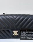 CHNL Mini Flap Bag Chevron Caviar Black GHW