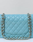 CHNL 19C Tiffany Blue Medium Caviar Classic Flap Bag GHW