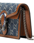 (WMNS) GCCI Dionysus Logo Denim Messenger Bag Gray Blue / Brown Retro -KQFN-