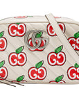 (WMNS) GCCI GG Marmont Silver Logo Apple Pattern Leather Chain Shoulder Messenger Bag Small White / Red Valentine's Day limited -WAN-