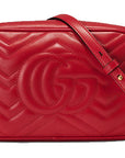 (WMNS) GCCI GG Marmont Gold Logo Leather Chain Small Red Classic Shoulder Messenger Bag -DTDT-