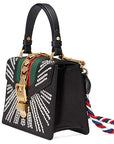 (WMNS) GCCI Sylvie Gold Buckle Stripe Webbing Mini Black Handbag -AAQG-