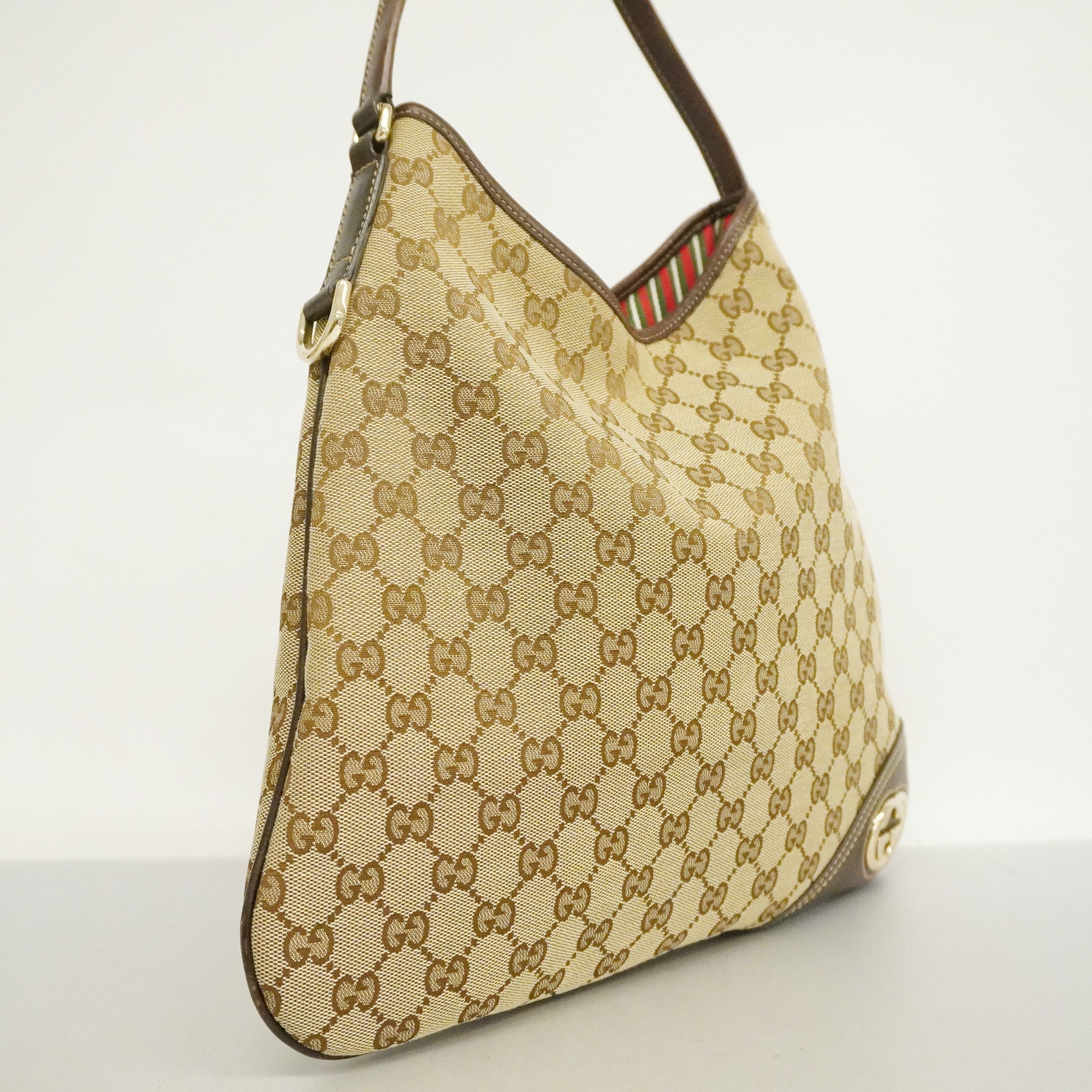 GCCI GG Canvas Women's GG Canvas,Leather Tote Bag Beige