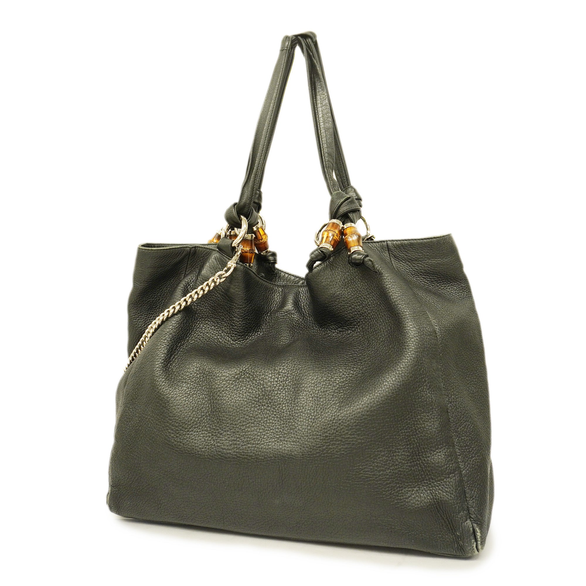 GCCI Bamboo Tote Bag Women's Leather Tote Bag Black