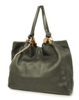 GCCI Bamboo Tote Bag Women's Leather Tote Bag Black