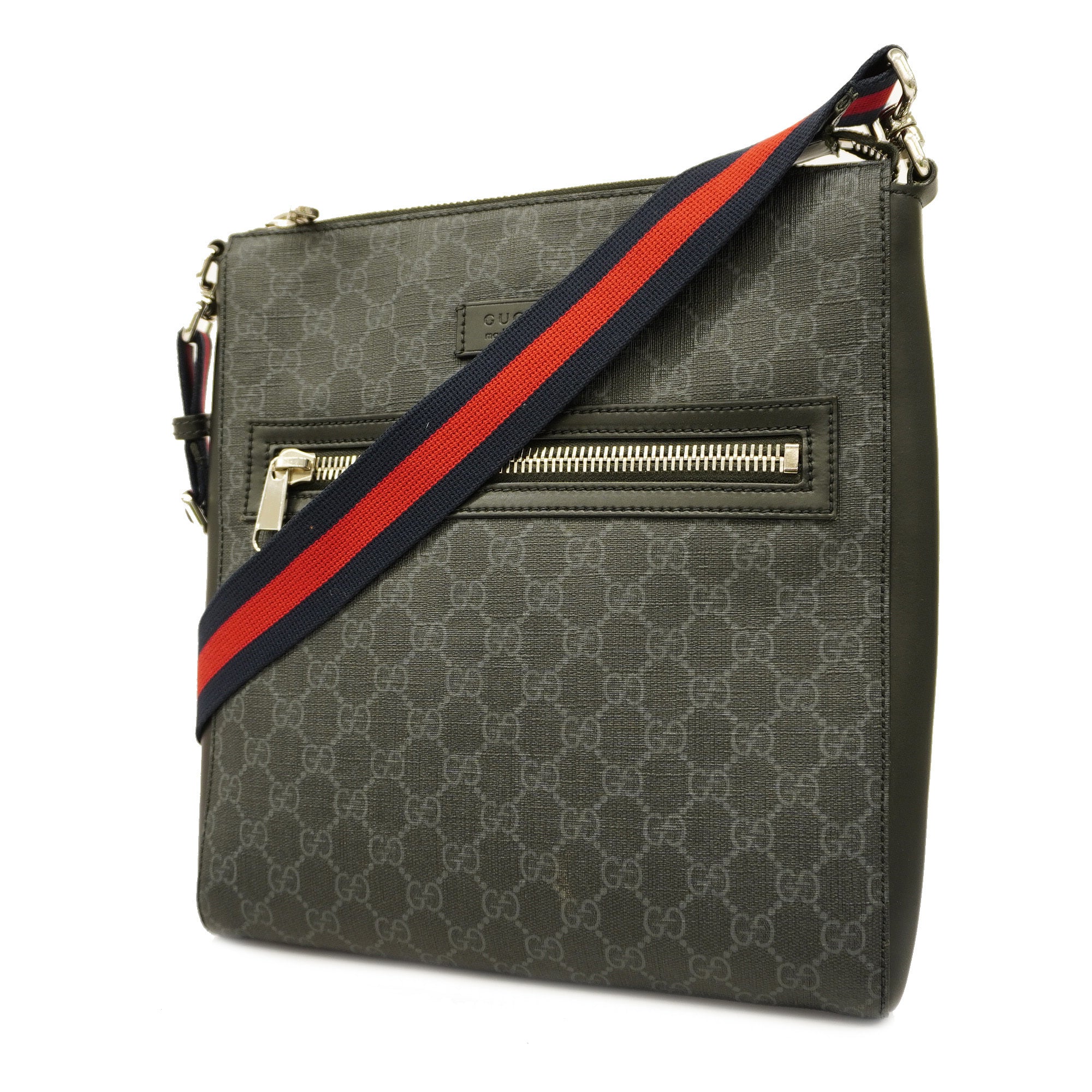 GCCI Men's PVC,Leather Shoulder Bag Black