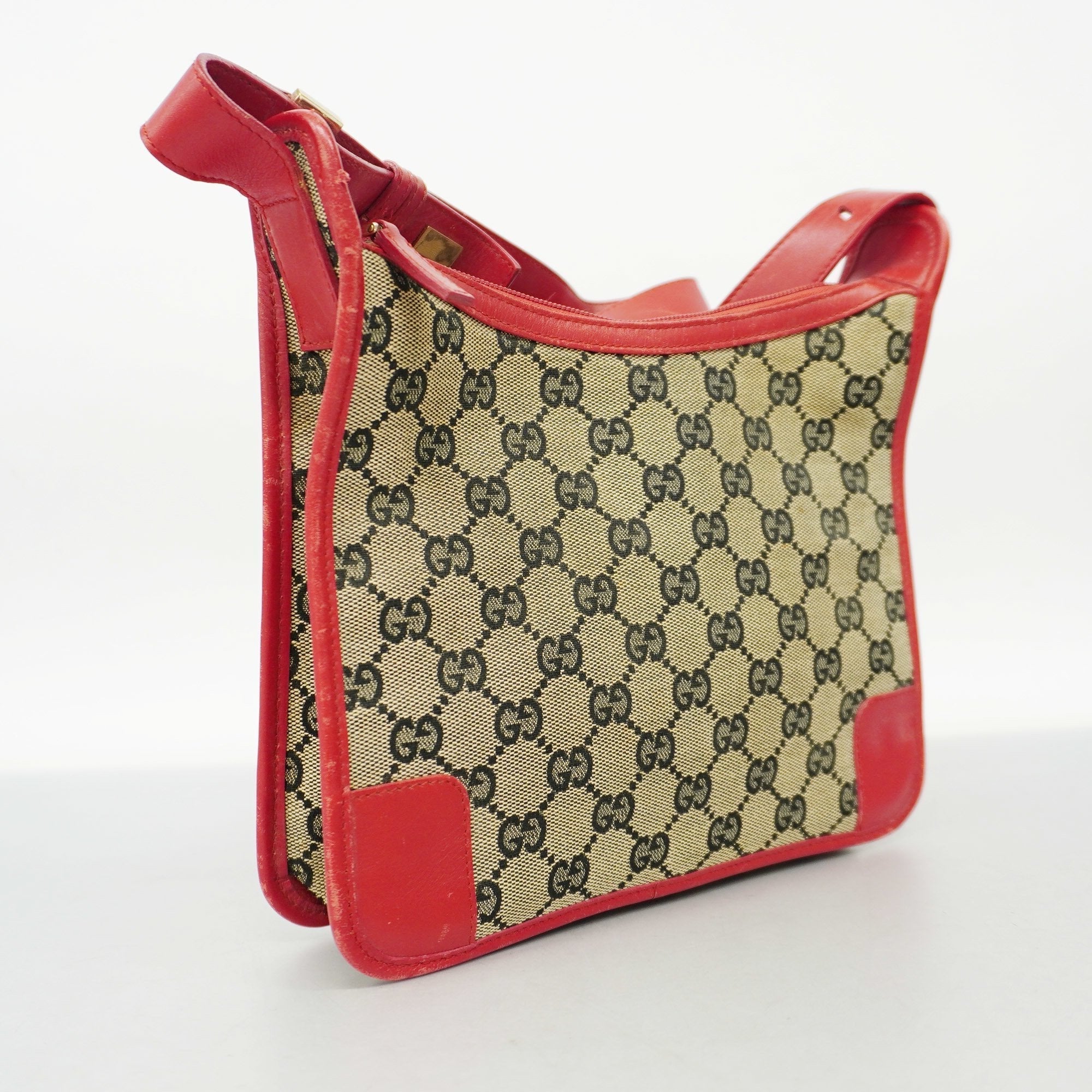GCCI GG Canvas Shoulder Bag Women's Navy,Red Color