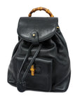 GCCI Bamboo Rucksack Women's Leather Backpack Black