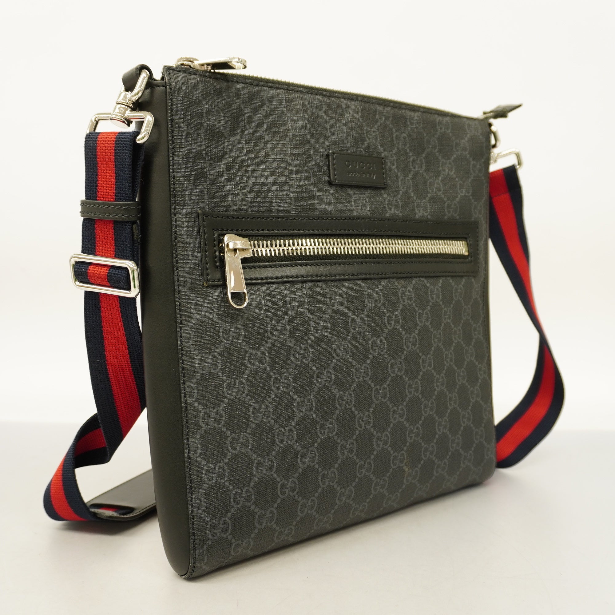 GCCI Men's PVC,Leather Shoulder Bag Black