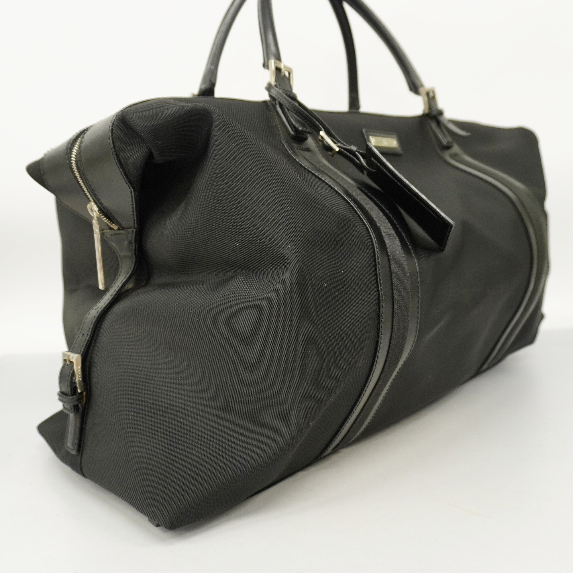 GCCI Boston Bag Men,Women,Unisex Leather,Nylon Boston Bag Black