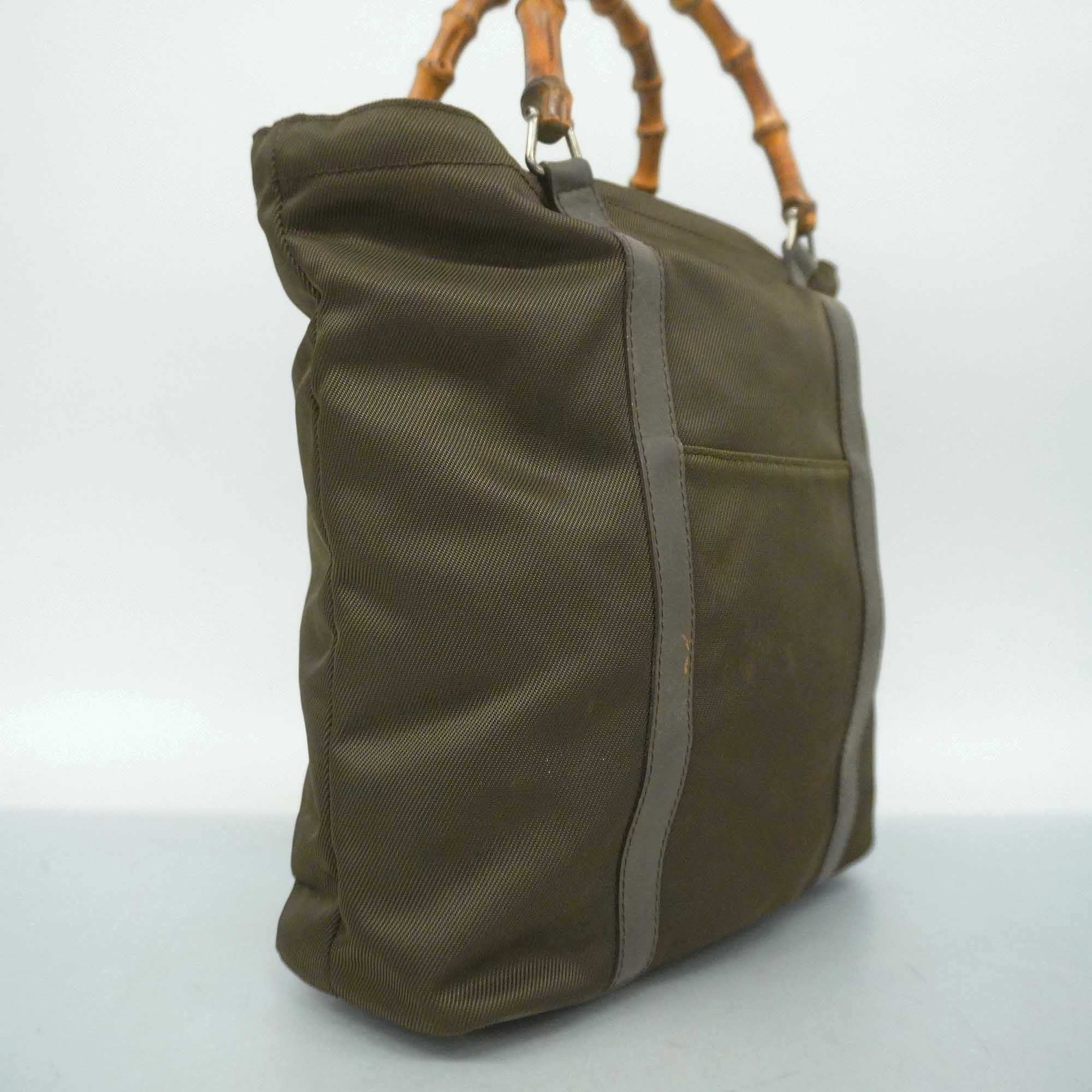 GCCI Bamboo Handbag Women's Nylon Canvas Handbag Brown