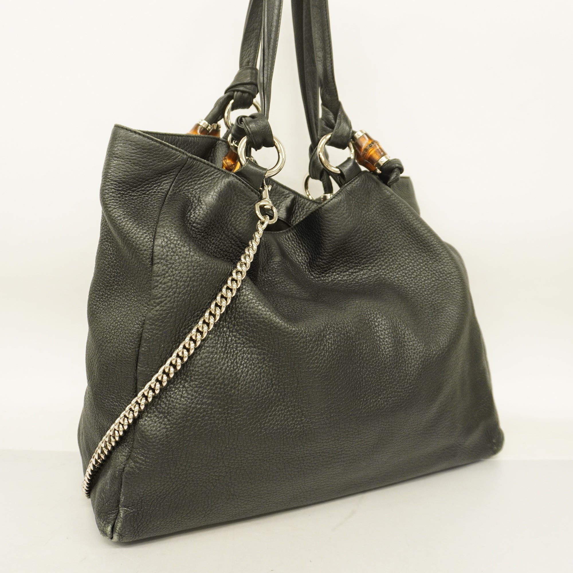 GCCI Bamboo Tote Bag Women's Leather Tote Bag Black