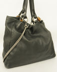GCCI Bamboo Tote Bag Women's Leather Tote Bag Black