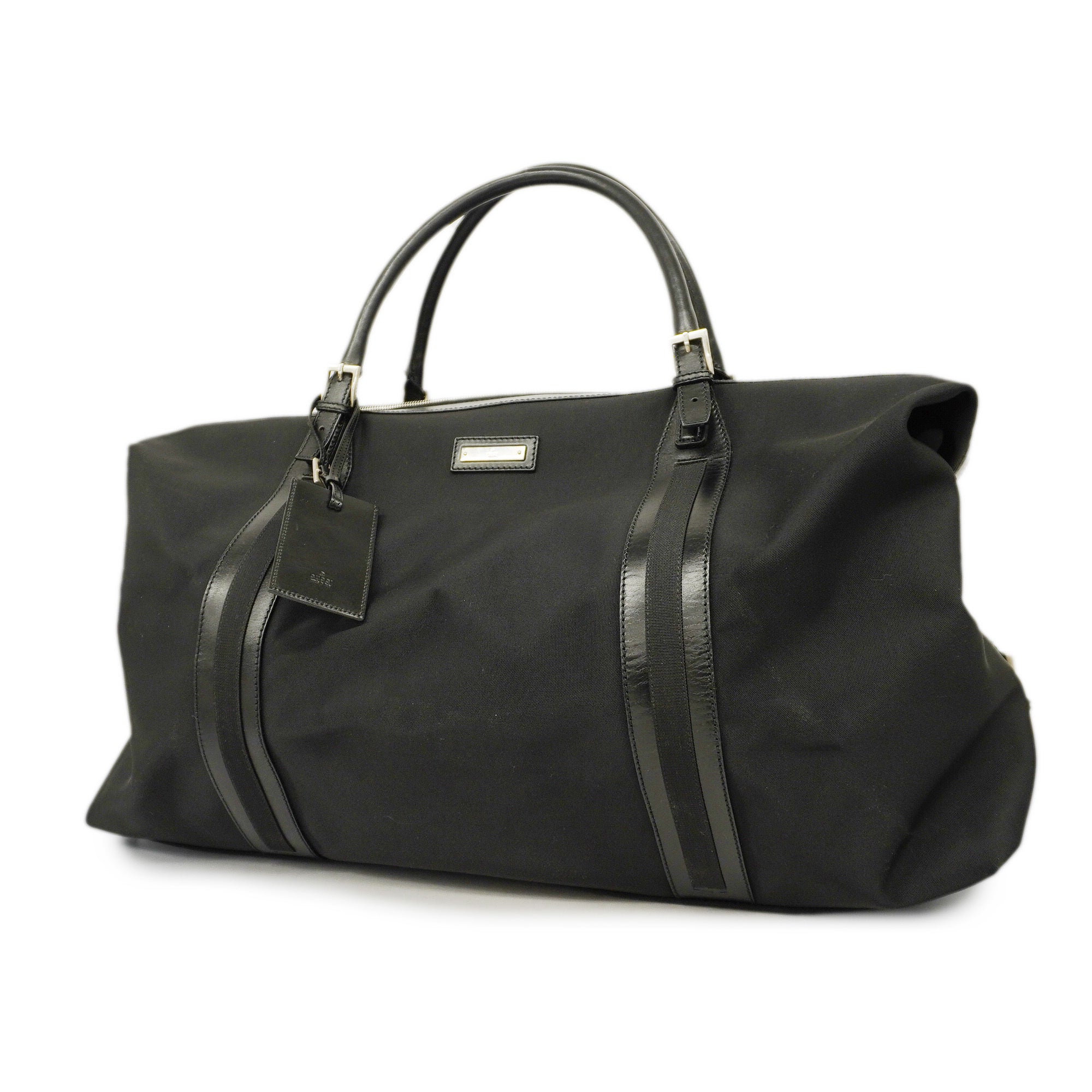 GCCI Boston Bag Men,Women,Unisex Leather,Nylon Boston Bag Black
