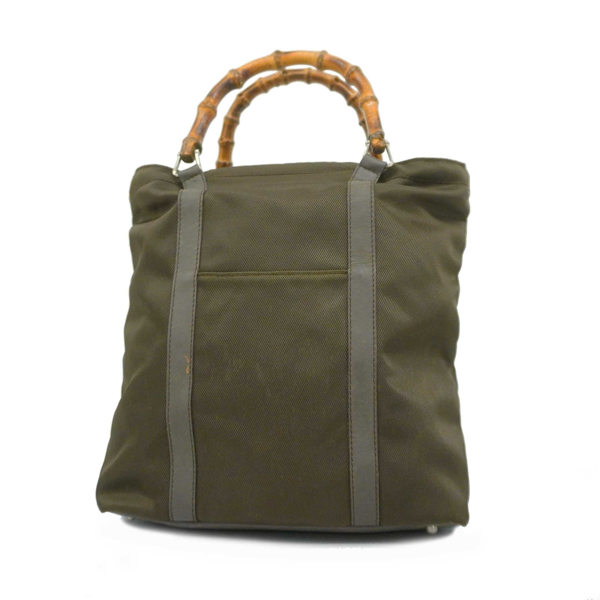 GCCI Bamboo Handbag Women's Nylon Canvas Handbag Brown