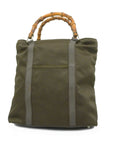 GCCI Bamboo Handbag Women's Nylon Canvas Handbag Brown