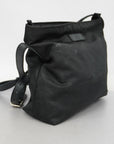 GCCI GG Nylon Nylon,Leather Shoulder Bag Black