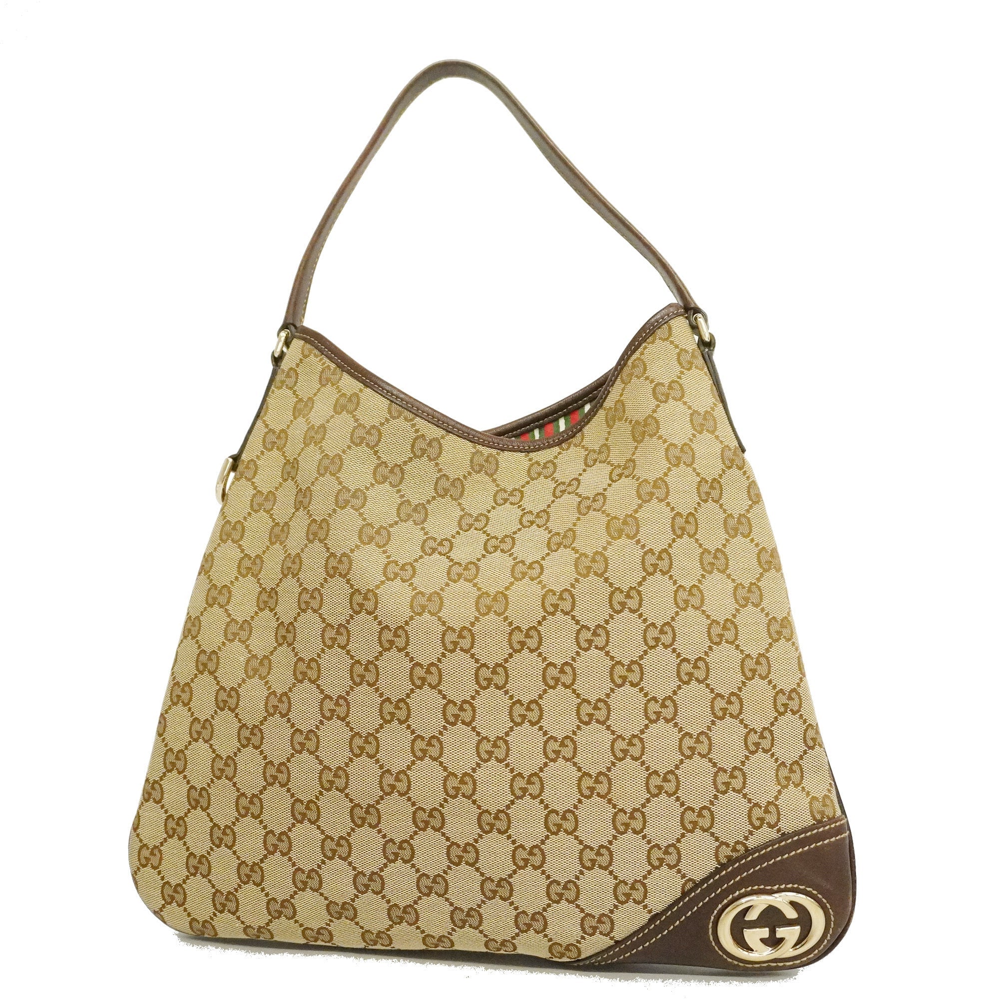 GCCI GG Canvas Women's GG Canvas,Leather Tote Bag Beige