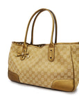 GCCI GG Canvas Sherry Princey Women's Leather Tote Bag Beige,Gold