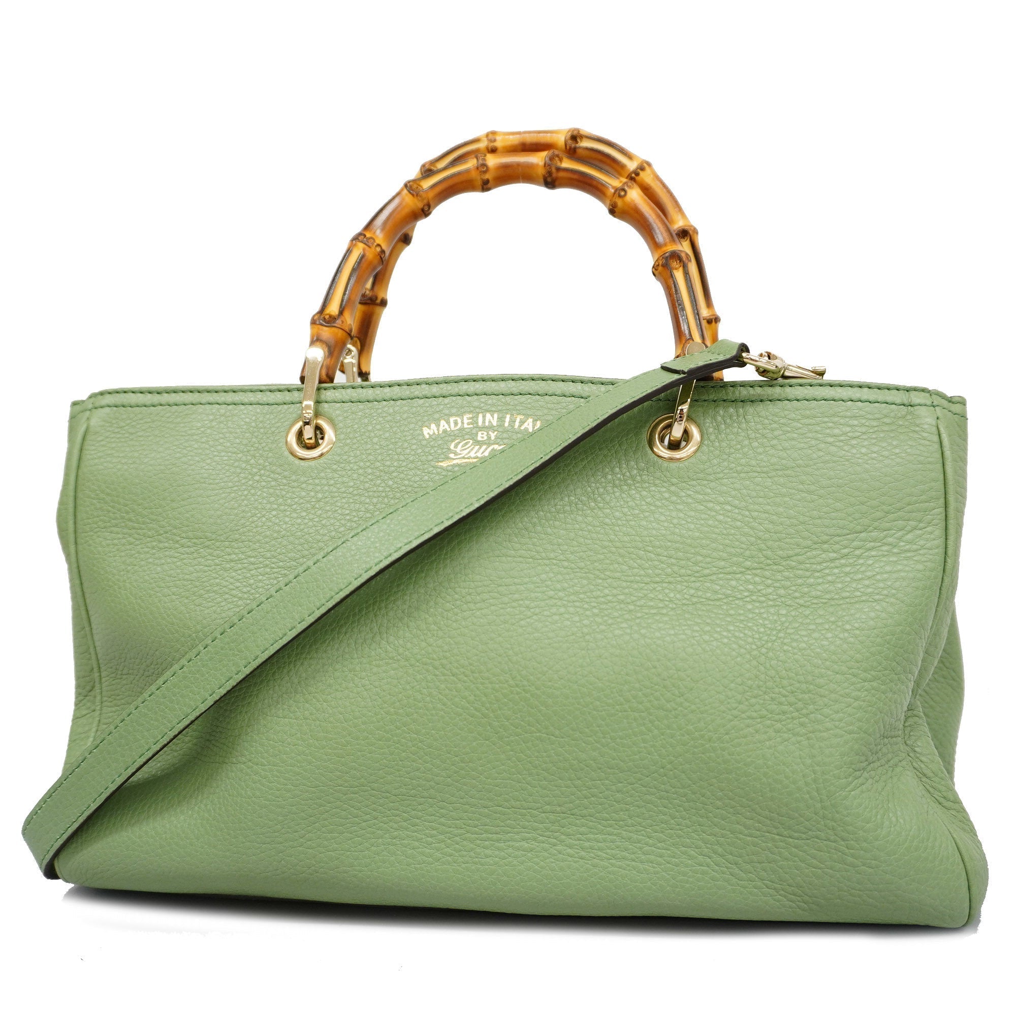 GCCI Bamboo way Bag Leather Handbag,Shoulder Bag Light Green