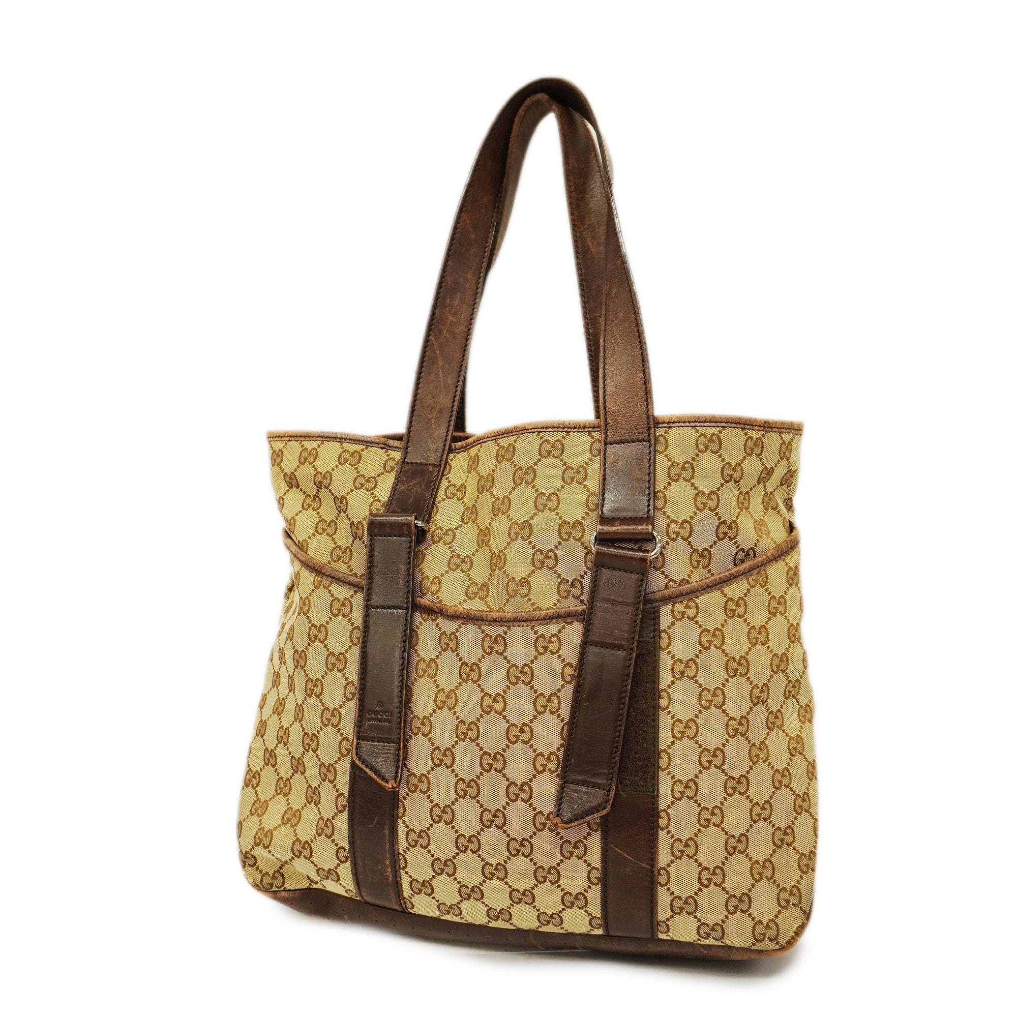 GCCI GG Canvas - Women's Leather Tote Bag Beige,Brown