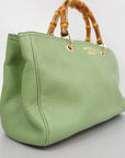 GCCI Bamboo way Bag Leather Handbag,Shoulder Bag Light Green