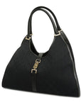 GCCI Jackie Women's GG Canvas,Leather Handbag Black