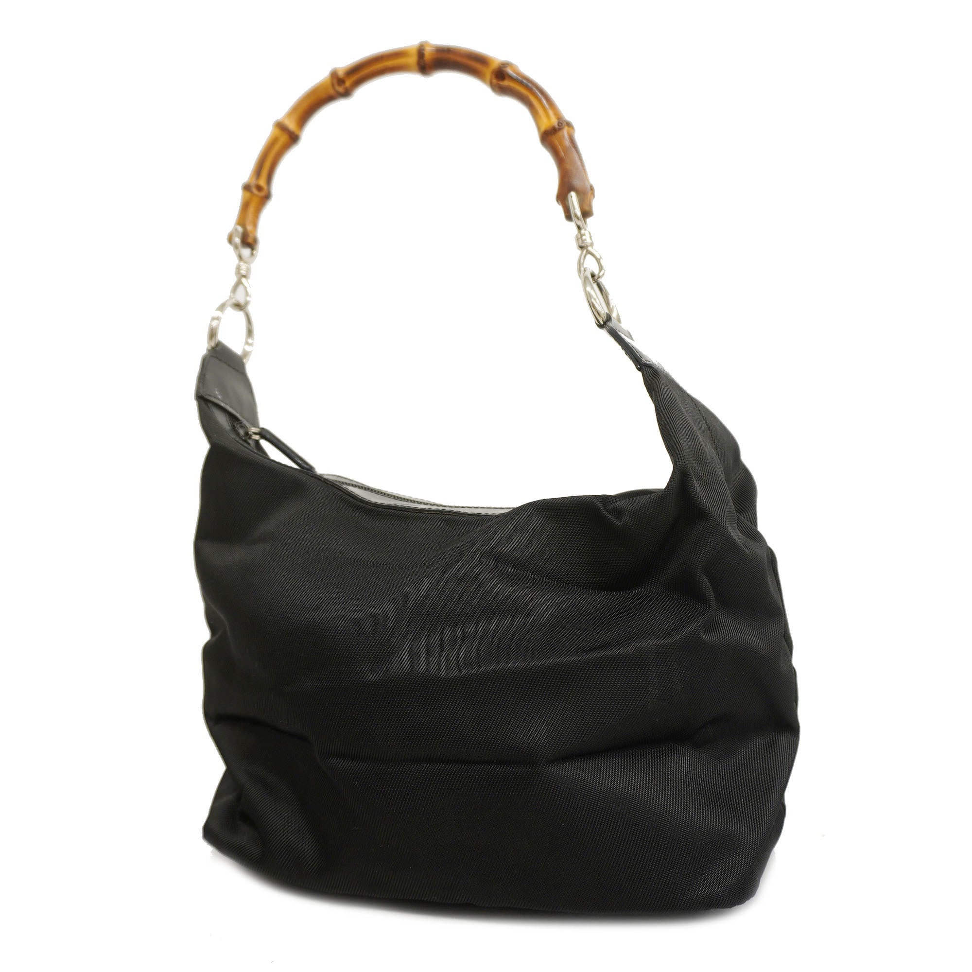 GCCI Bamboo Shoulder Bag Women's Nylon Shoulder Bag Black