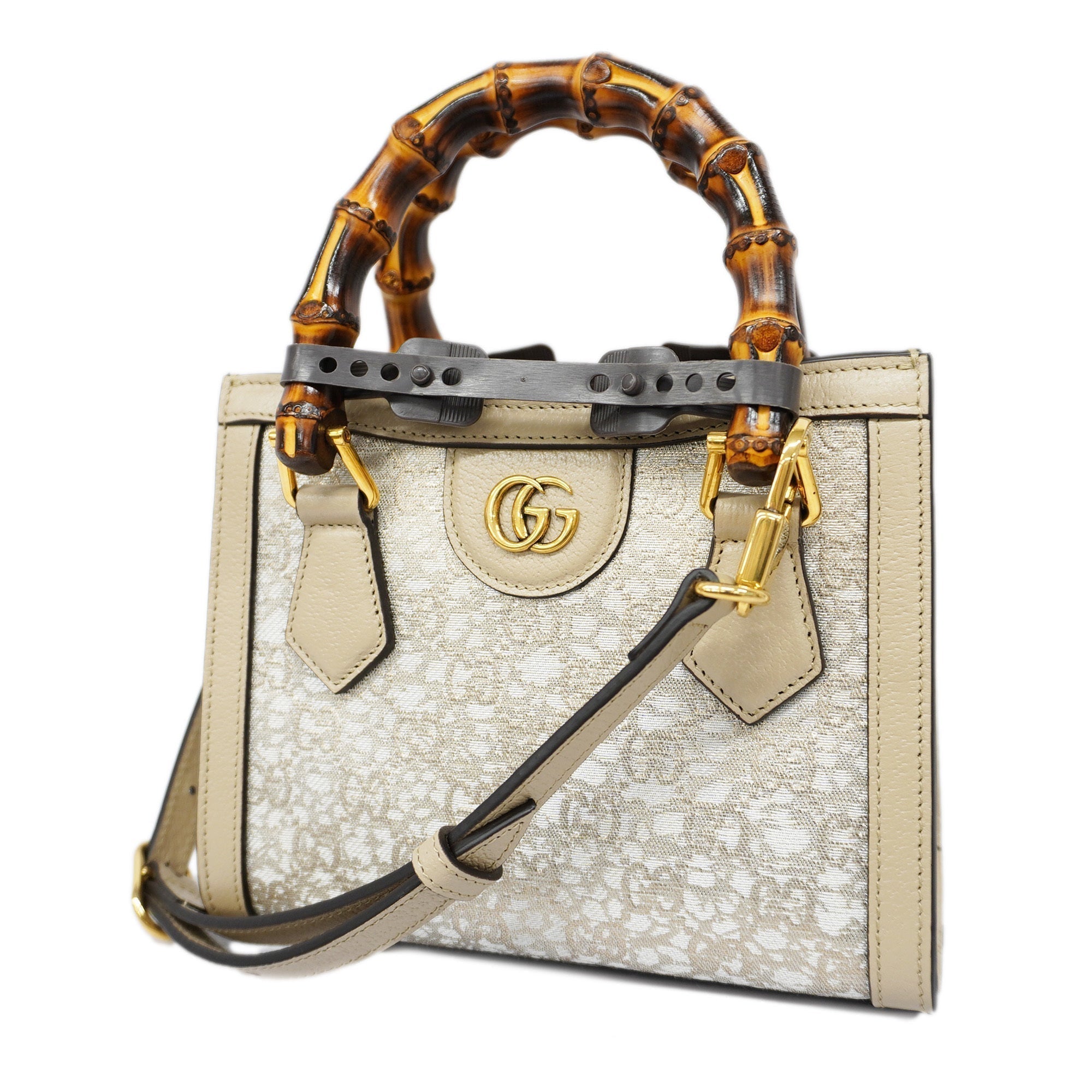 GCCI way Bag Diana Leather,Canvas Handbag,Shoulder Bag Grayish