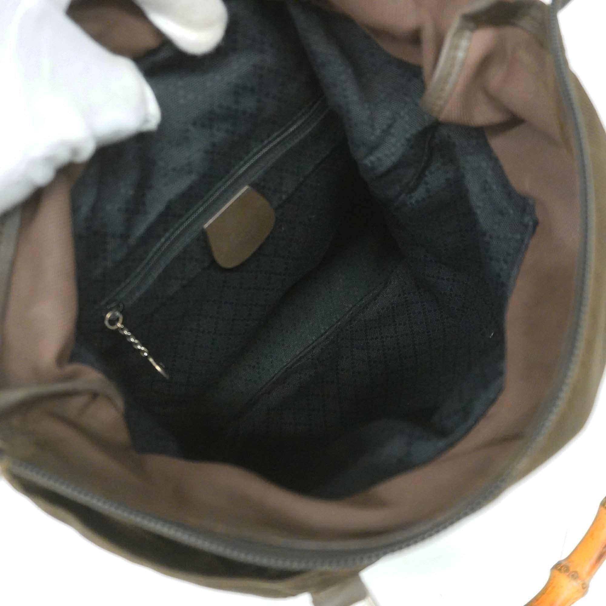 GCCI Bamboo Handbag Women's Nylon Canvas Handbag Brown