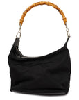 GCCI Bamboo Handbag Women's Nylon Black