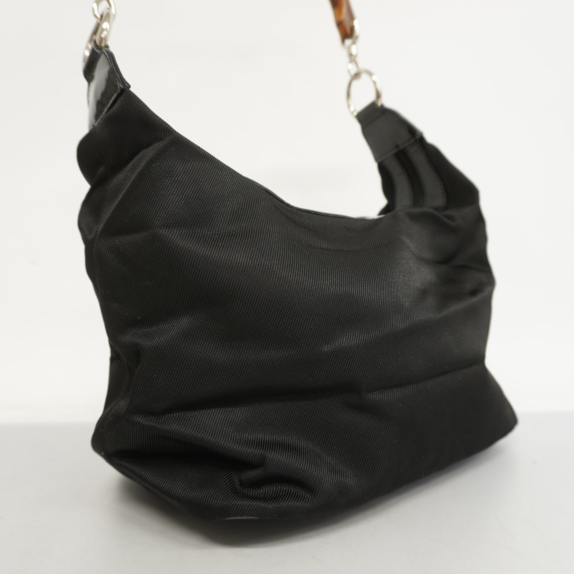 GCCI Bamboo Shoulder Bag Women's Nylon Shoulder Bag Black
