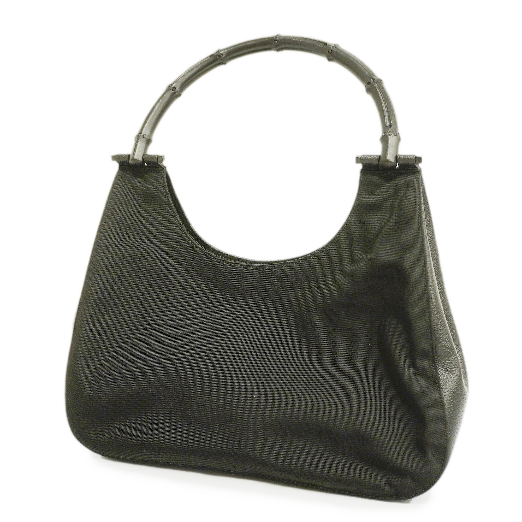 GCCI Bamboo Handbag Women's Nylon,Leather Handbag Black