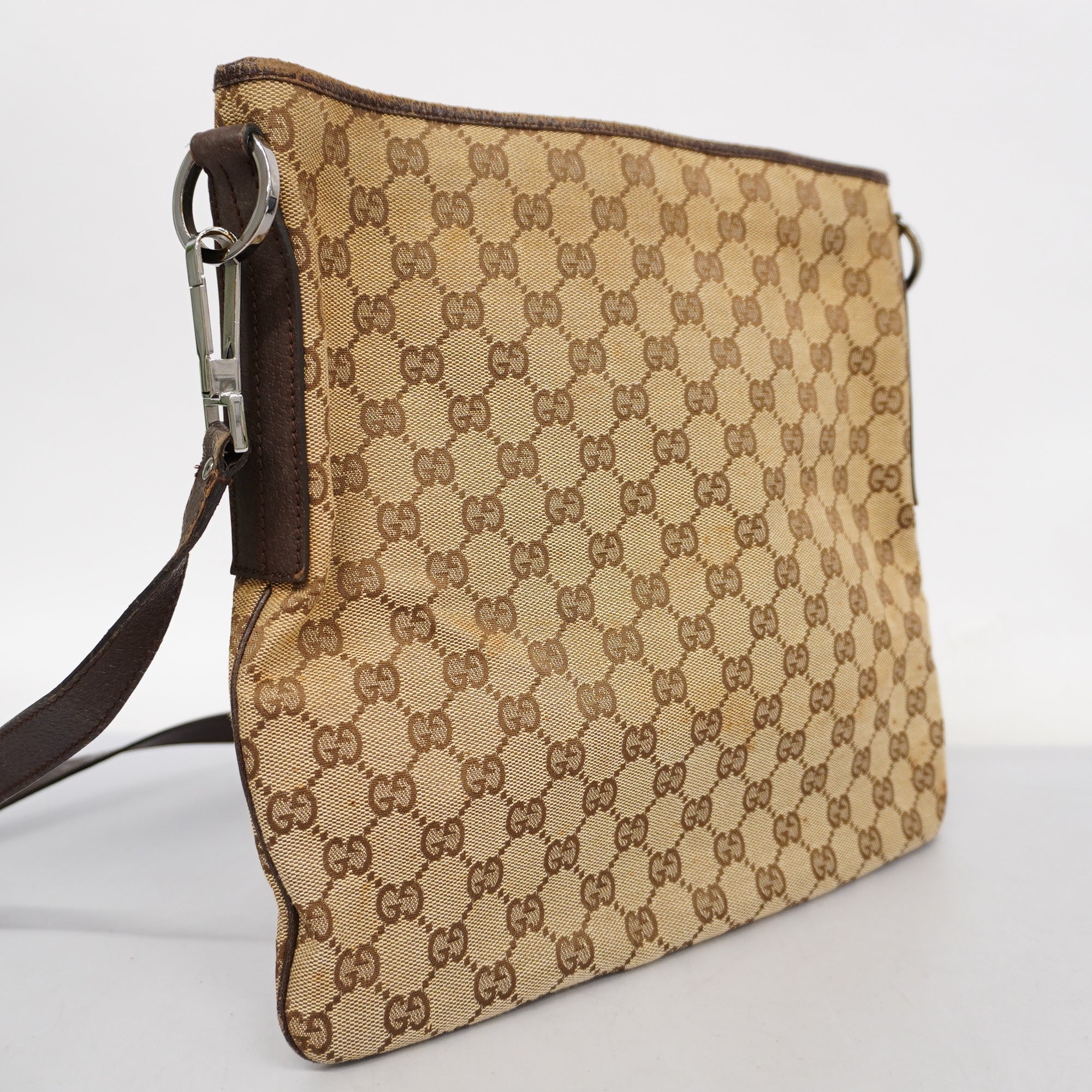 GCCI GG Canvas Shoulder Bag Women's Shoulder Bag Beige,Dark Brown