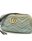 GCCI GG Marmont Shoulder Bag Velor Women's Denim Light Blue