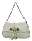 GCCI Bamboo Women's Leather Shoulder Bag Ivory