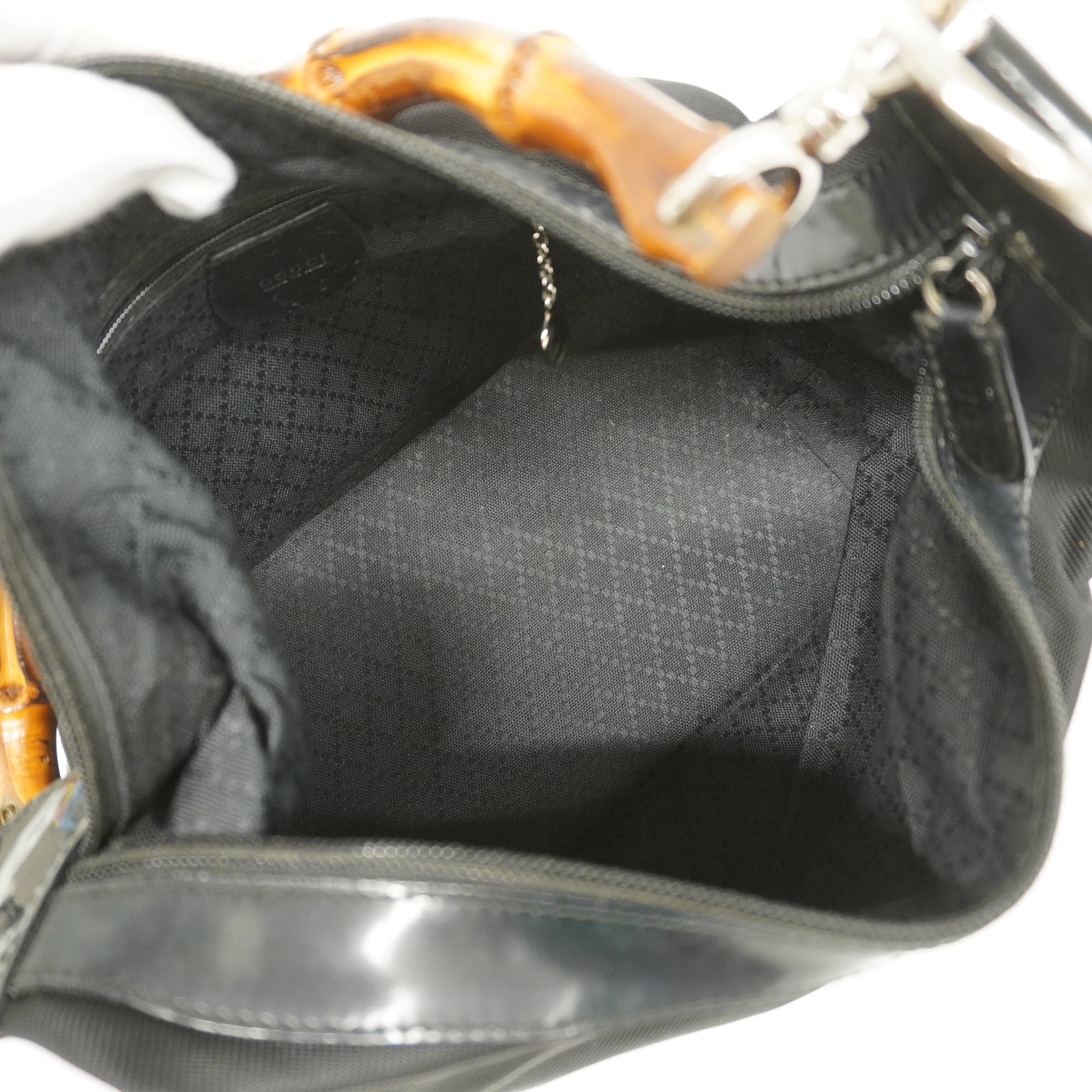 GCCI Bamboo Shoulder Bag Women's Nylon Shoulder Bag Black