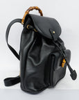 GCCI Bamboo Rucksack Women's Leather Backpack Black