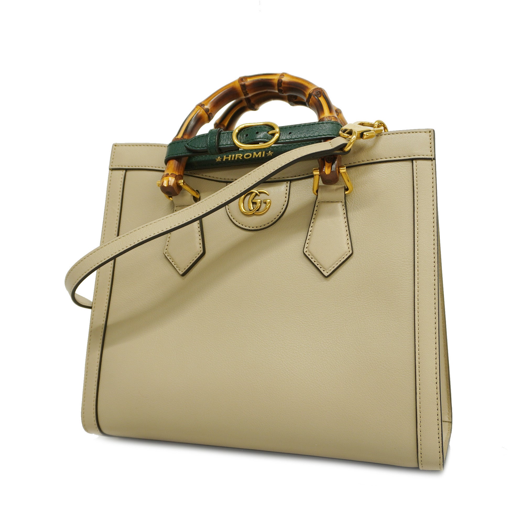 GCCI Bamboo Diana Women's Leather Handbag,Shoulder Bag Grayish